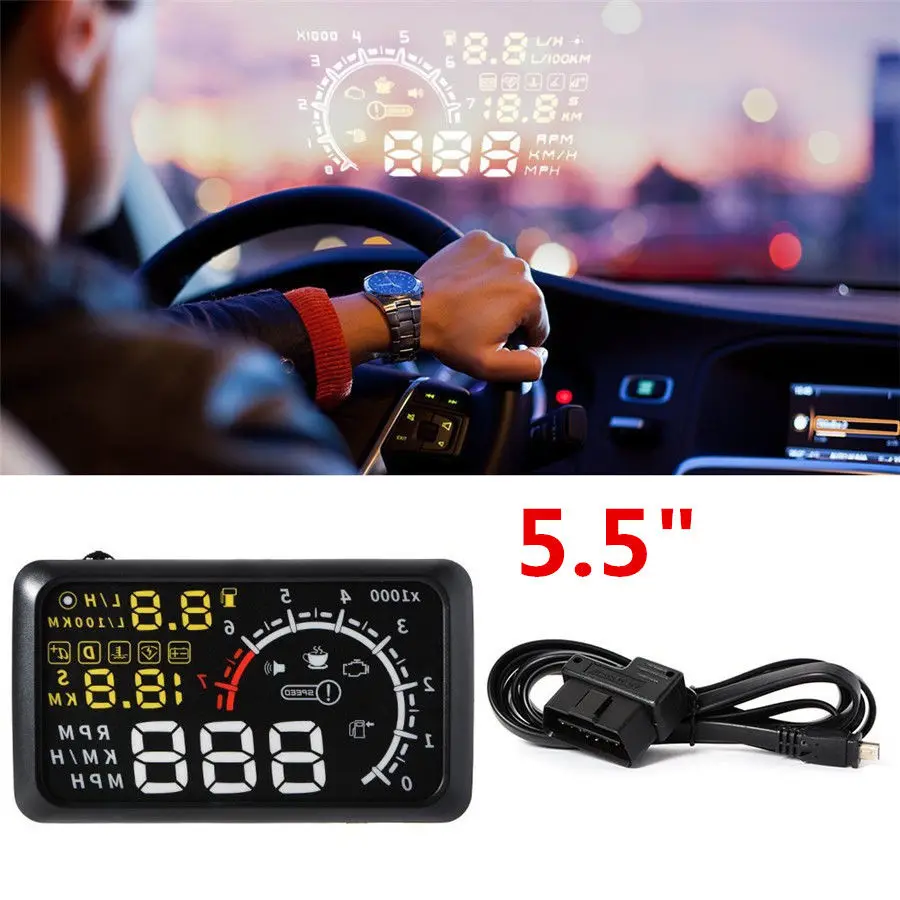 Универсальный Автомобильный дисплей на лобовое стекло 5 дюйма OBD2 II|Проекционный