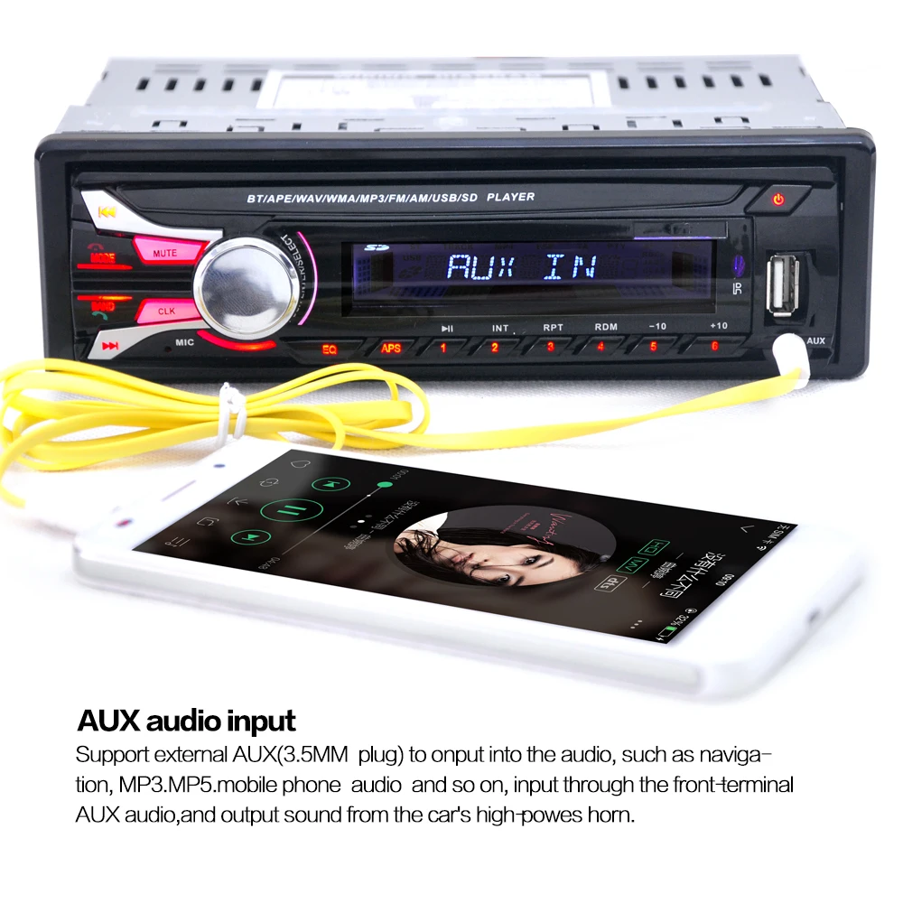 Автомагнитола 1DIN 12 В стерео FM MP3 плеер Bluetooth AUX вход со съемной передней панелью usb