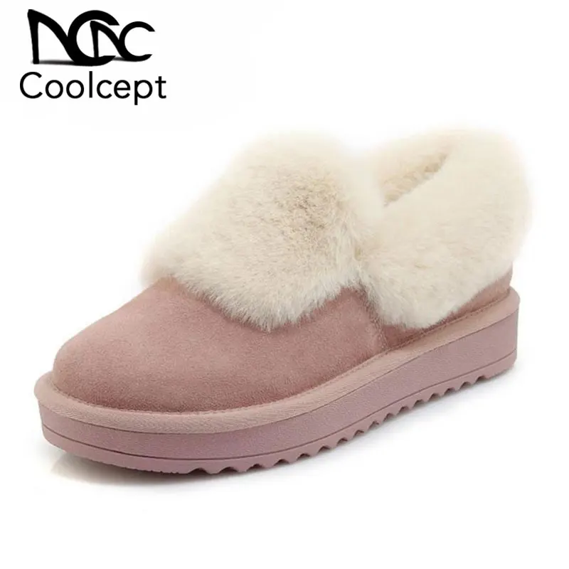 Женские зимние ботинки CoolCept из натуральной кожи теплые на плоской подошве