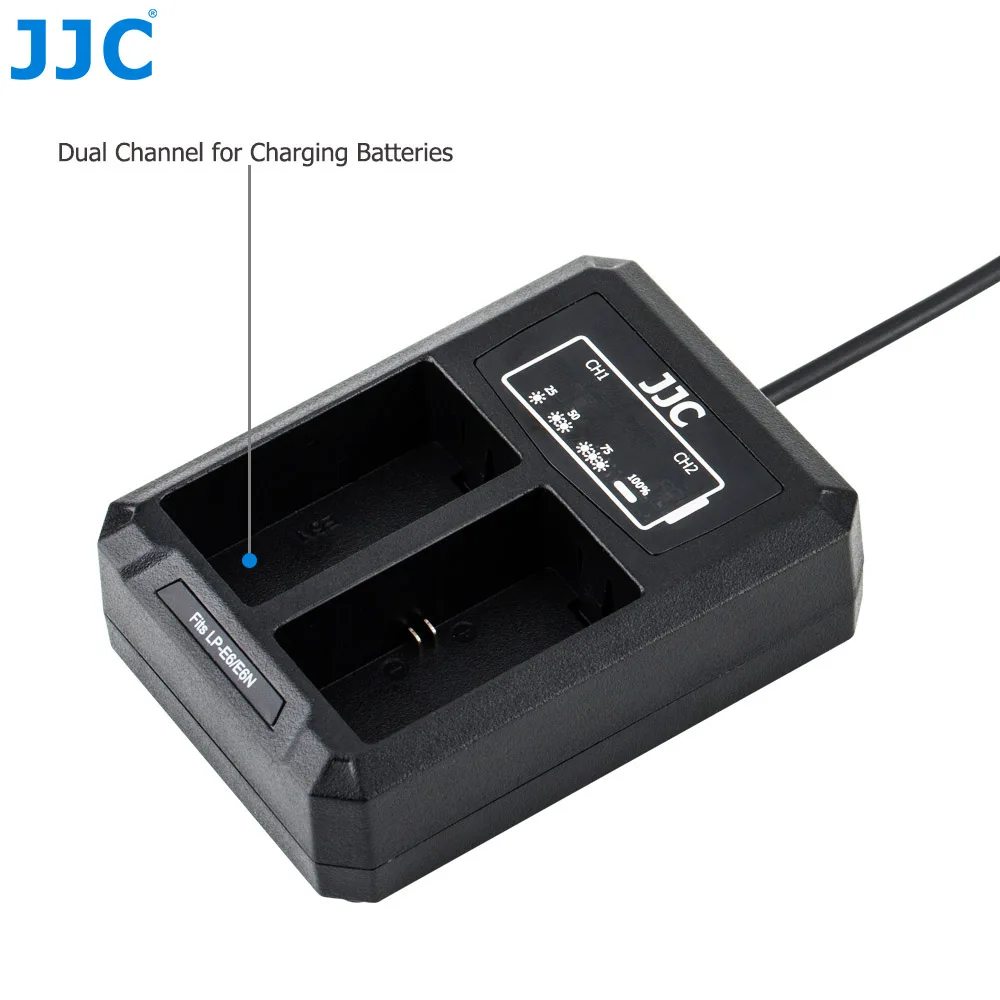 JJC USB двойное зарядное устройство для Canon LP-E6 LP-E6N EOS R 5D Mark IV 5D Mark III батарея для камеры заменяет LC-E6 LC-E6E