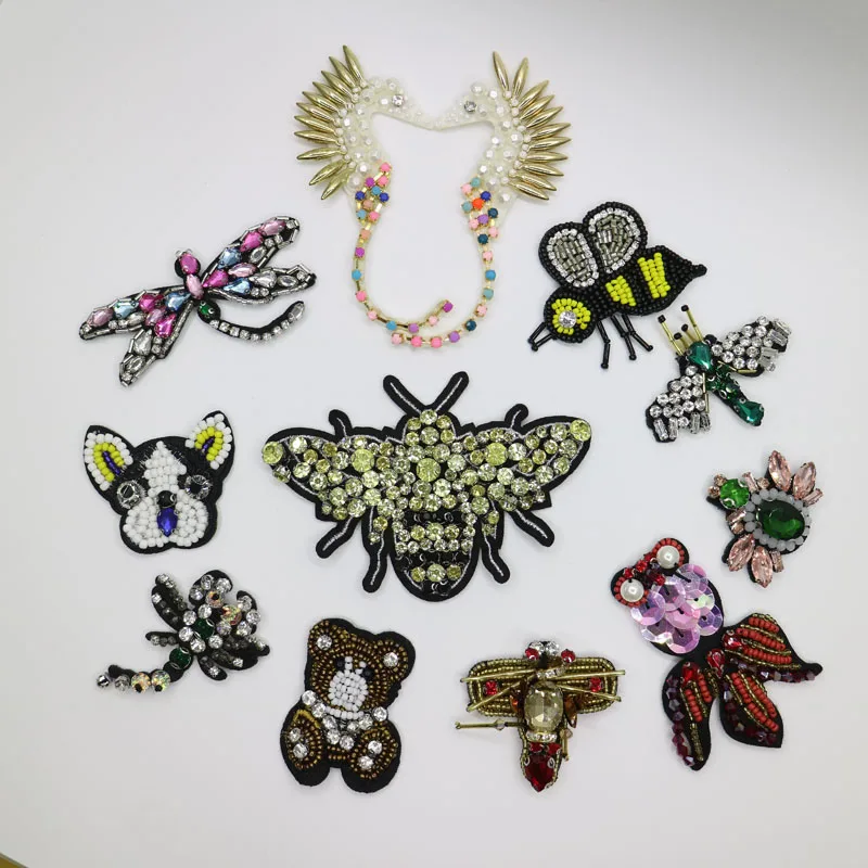 3D животное для одежды DIY sew on bee parches нашивки со стразами и бисером|patch 3d|beaded patchesskull