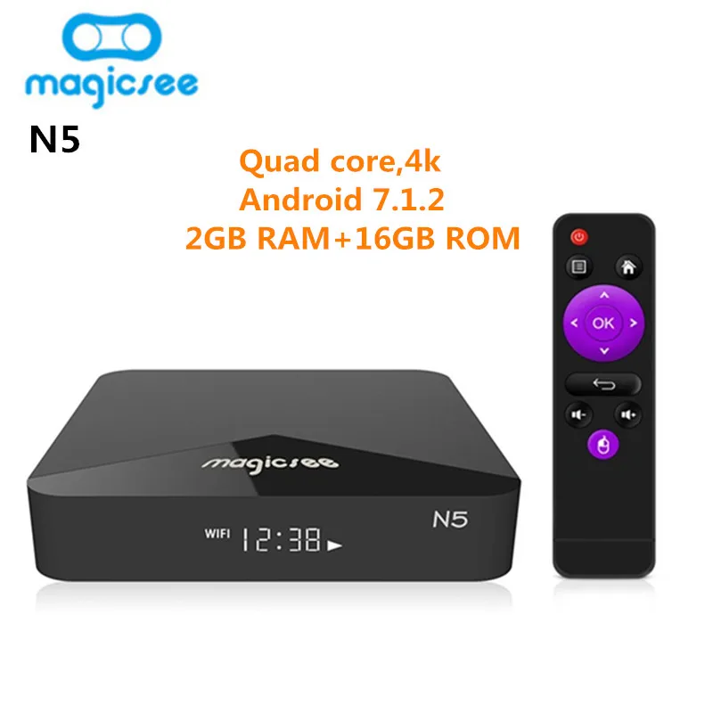 Magicsee n5 Smart ТВ Box Android коробка OSAmlogic S905X 7.1.2 2 Гб Оперативная память 16 Встроенная 4G 5G Wi