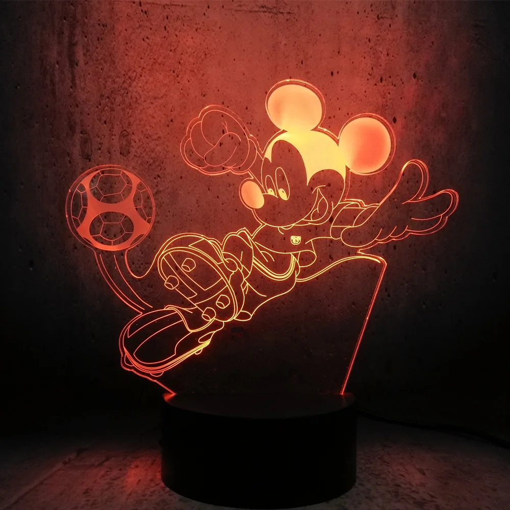 Светодиодные лампы 3D led ночник Микки игра Футбол Подарок на день рождения стол