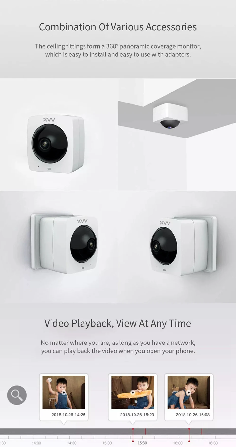 Новая смарт-панорамная ip-камера XiaoVV HD 1080P 360 ° панорамная AI Humanoid Обнаружение ночная версия работа с приложением Mijia