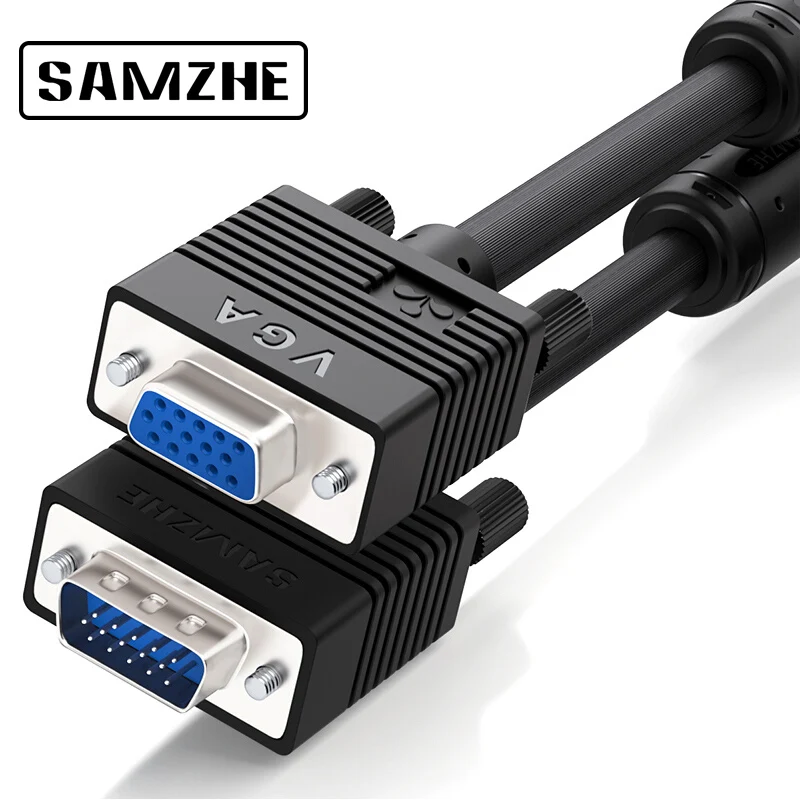 Кабель SAMZHE 1080P VGA двойной с ферритовыми кольцами кабель 3 + 6 D SUB 1 5 м 10 20 30 для