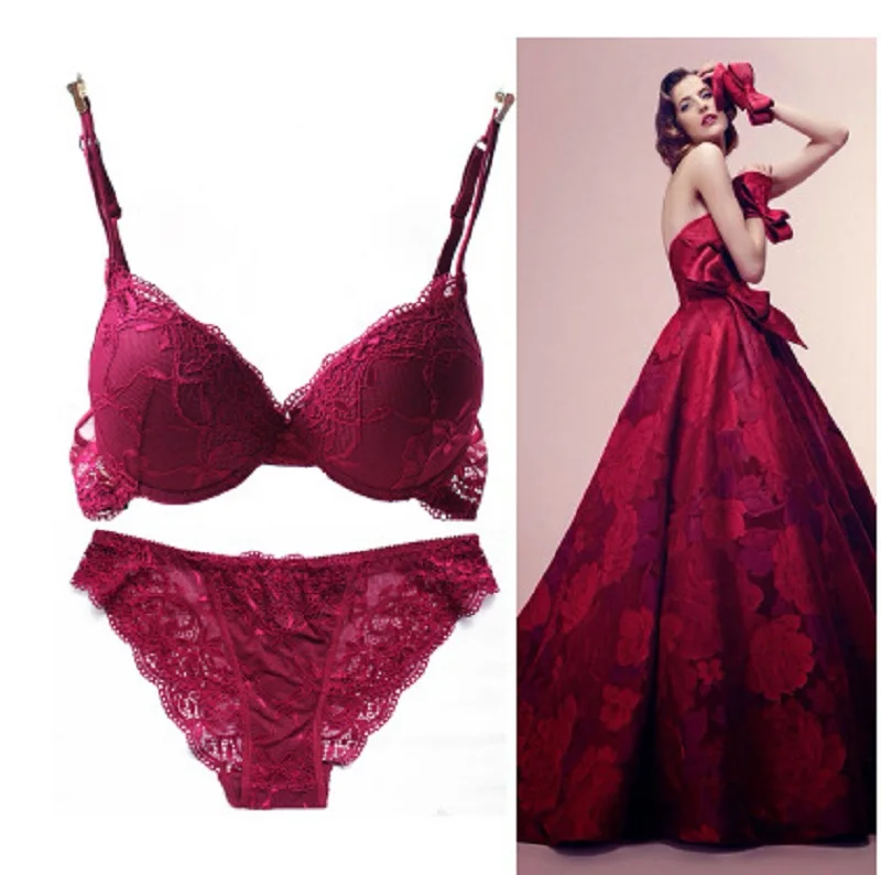 New Selling Sexy Lace Top Floral Decoration Plunge 3/4 Cup Lenceria 70B 75B 80B Cream-White Purple Blue Black Wine-Red HGBS0011 | Женская