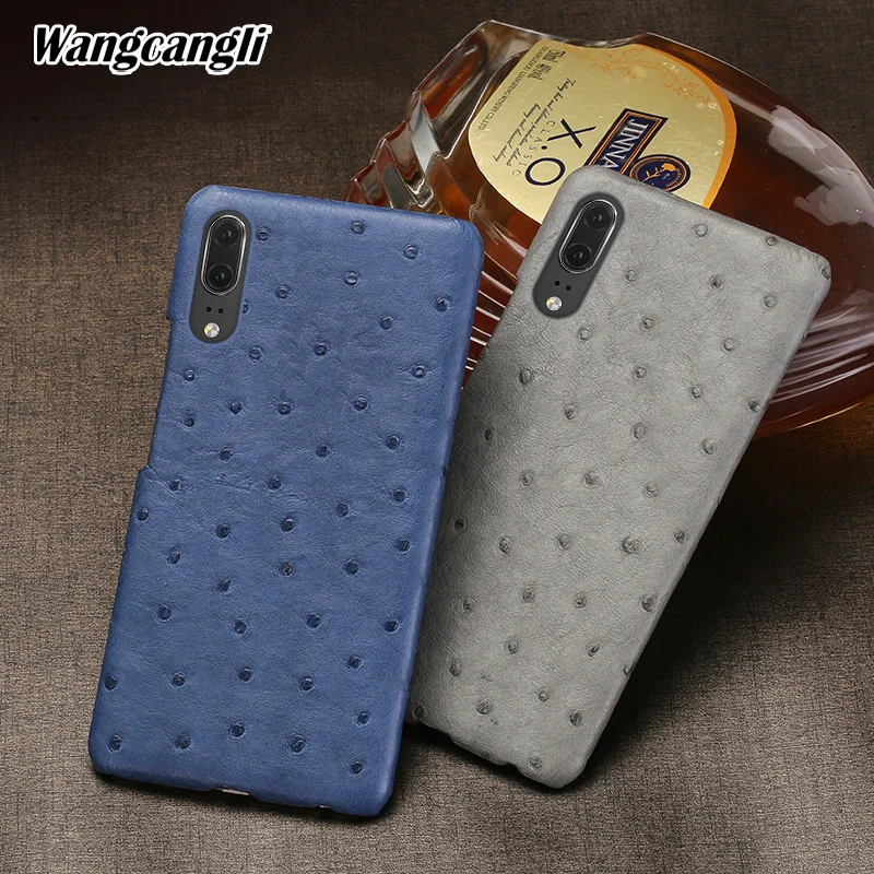 

JUNDONG, чехол для телефона из натуральной кожи для Huawei P20, редкий чехол из страусиной кожи, защитный чехол для телефона, половина упаковки, задн...