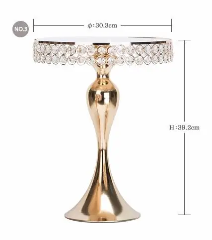 1pcs large size 1 шт.-5 шт. Золотая Хрустальная подставка для торта набор гальванических золотых зеркал для свадьбы - Цвет: 1pcs large size