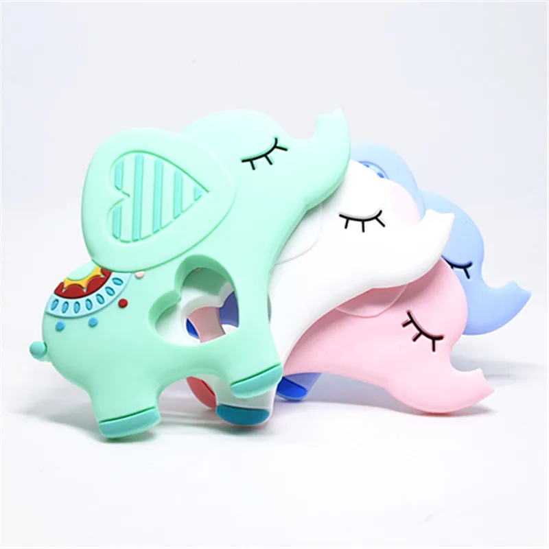 Mordedor de silicona con dibujos animados para beb&eacute;, mordedor de elefante de grado alimenticio, mordedor de dientes molares, 10 piezas-0