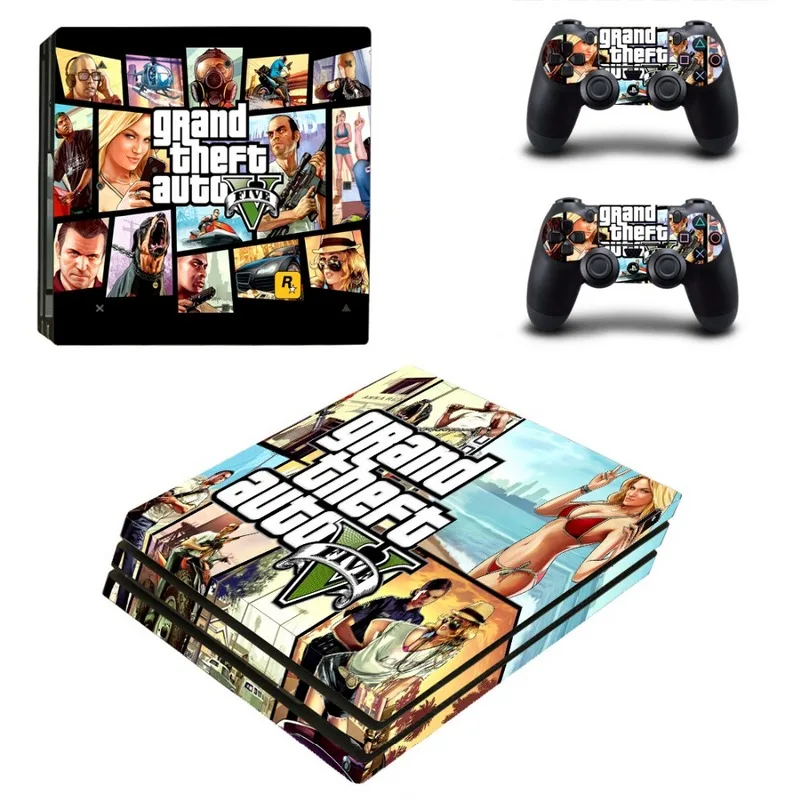 Виниловая наклейка GTA Style для Sony PS4 Pro консоль и 2 контроллера [ad Обложка аксессуары