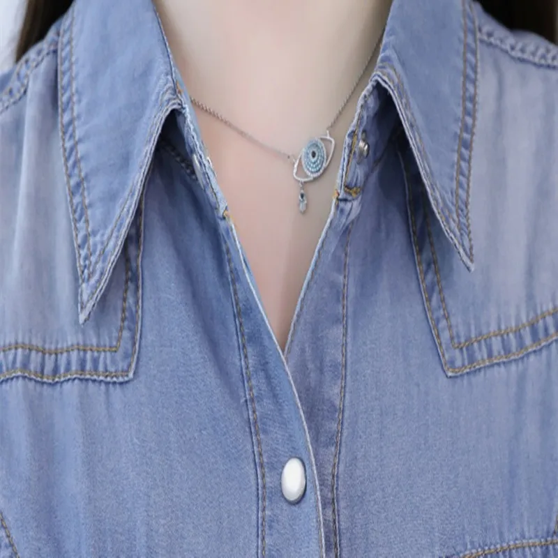 

New Summer Style Women Dresses Plus Size Fashion Solid Slim Single-breasted Long Style Jeans Dress For Women Denim One-Piece
