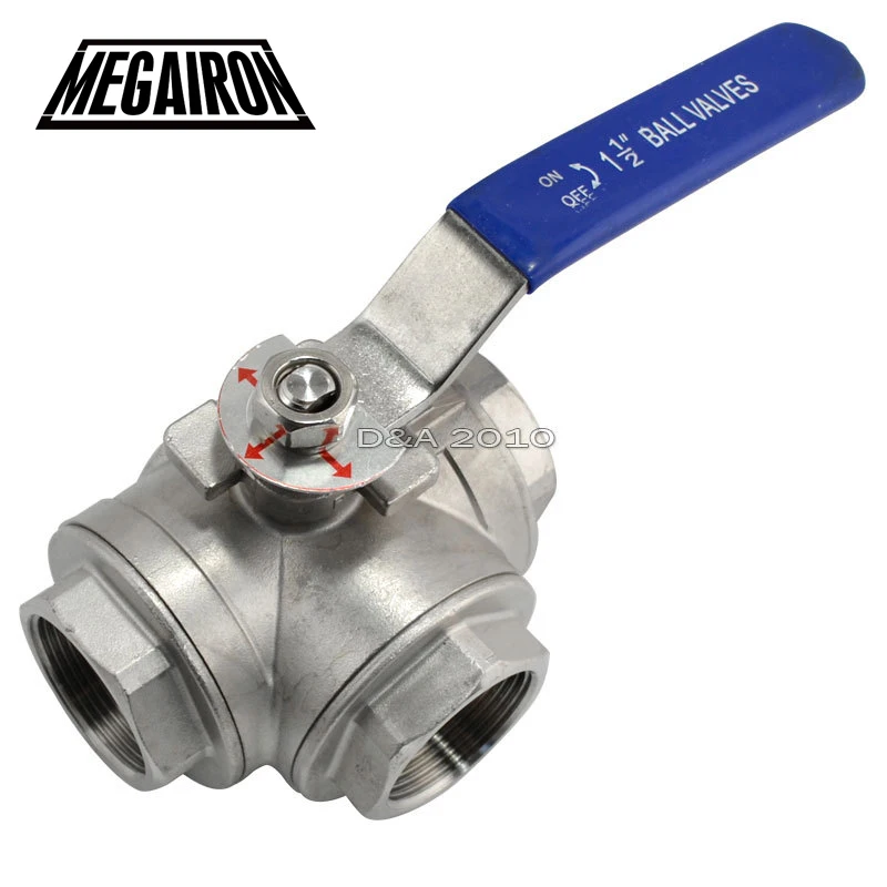 Megaron 1 1/2 &quotDN40 3 ходовой женский BSPT SS316 тип T Монтажная площадка шаровой клапан
