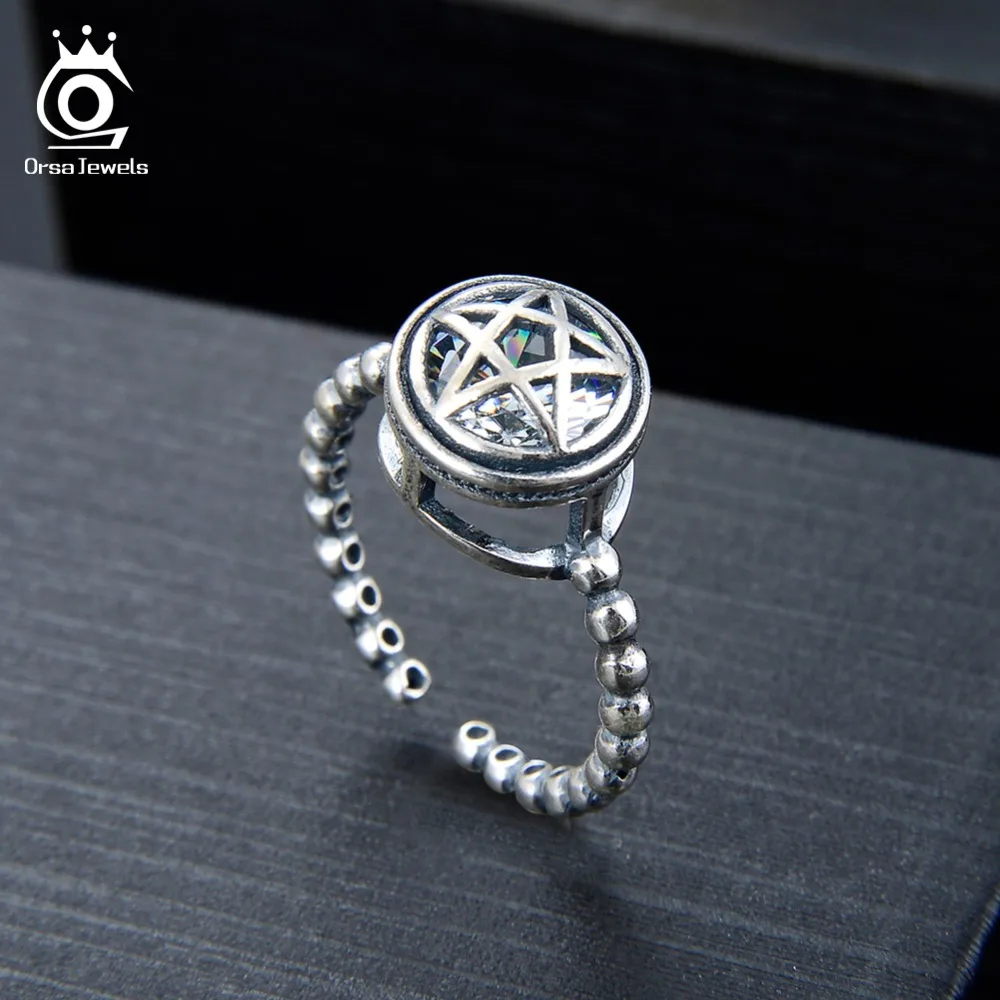 ORSA JEWELS, Настоящее, 925, женские регулируемые кольца, Стерлинговое Серебро, кубический цирконий, в форме звезды, женское кольцо, стильные ювелирные изделия SR125