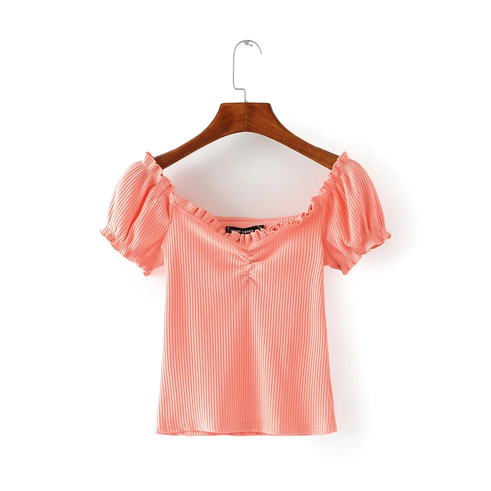 Винтажный летний топ с квадратной горловиной и пышными рукавами рюшами женский в