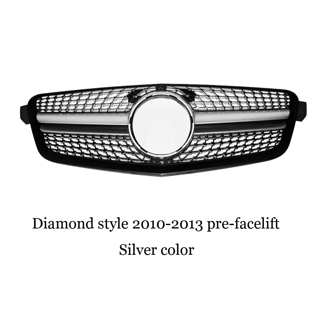 Diamond Silver 10-13 W212 Front Bumper Grille Mesh for Mercedes E class W212 GT / Diamond / AMG Style 2010- E200 E250 E300 E350 E400 - Цвет: Diamond Silver 10-13