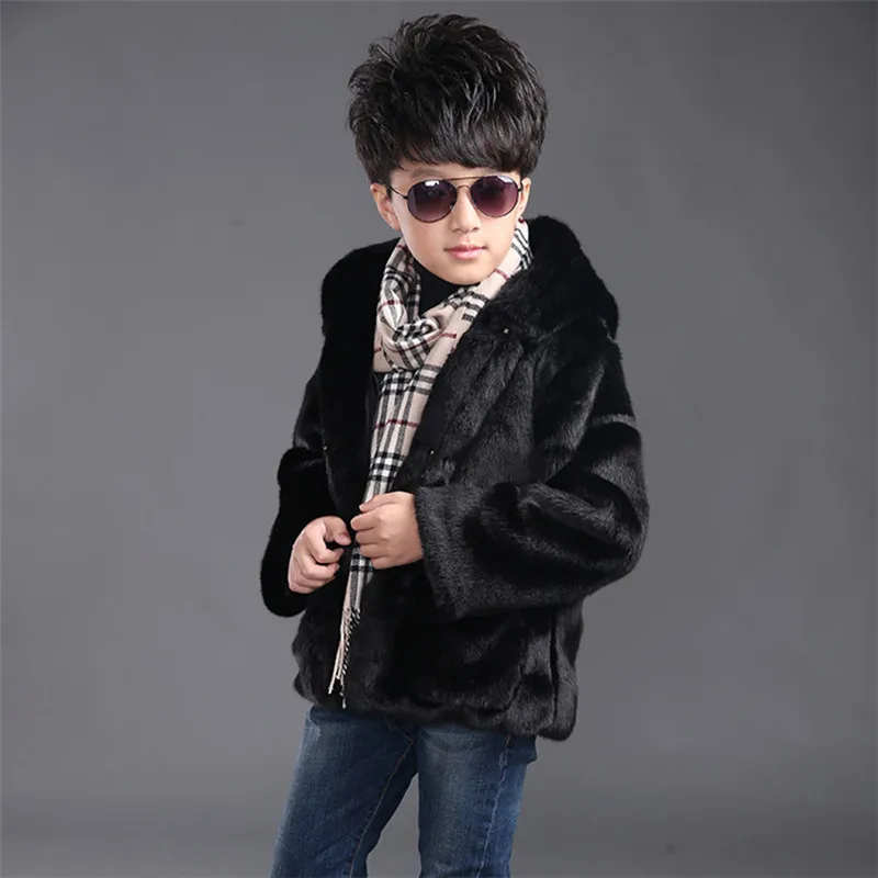 Clobee 2017 Toddler Soft Fur Faux Mink Coat Winter Kidswear Clothing Thicken Cotton Hooded Overcoat For Baby Girls Boys N18 | Детская