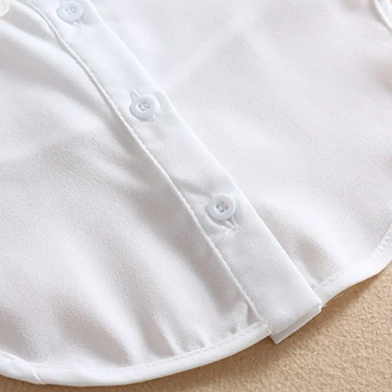 

Women Fashion Pearl Chiffon Collar Shirt Fake Collar Tie Vintage Detachable False Collar Lapel Blouse Top Clothes Accessories