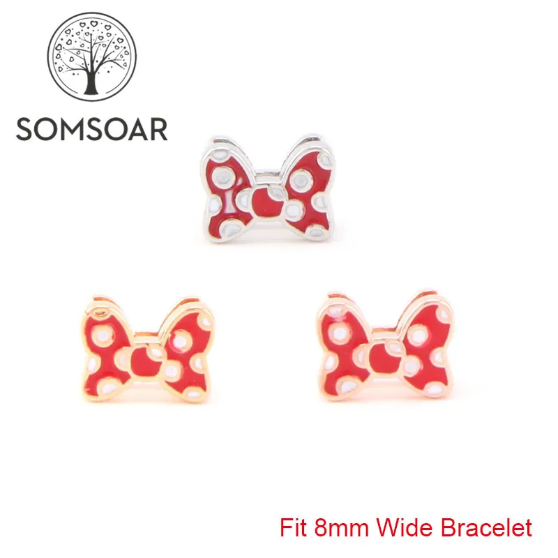 Somsoar ювелирные изделия красивый бант DIY слайд шармы подходят 8 мм широкий кожаный