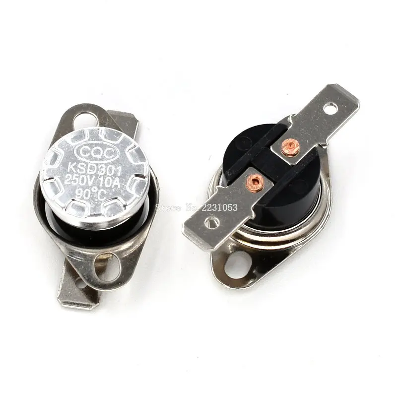 2 шт. KSD301 10A 250V 40-135 градусов бакелит KSD301 нормально закрытый Температура переключатель Термостат Сенсор 45 55 60 65 70 75 80 85