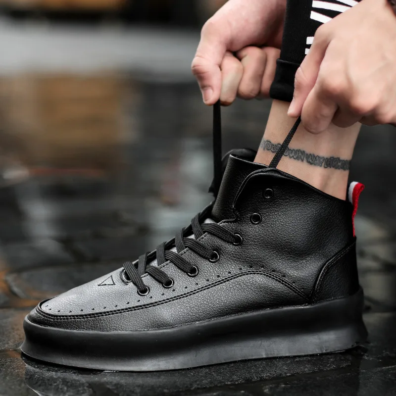 

Breathable High Top Casual Shoes Men Sneakers 2018 Fashion Man Hip-Hop Shoes White Lace-up Flats Zapatillas Hombre