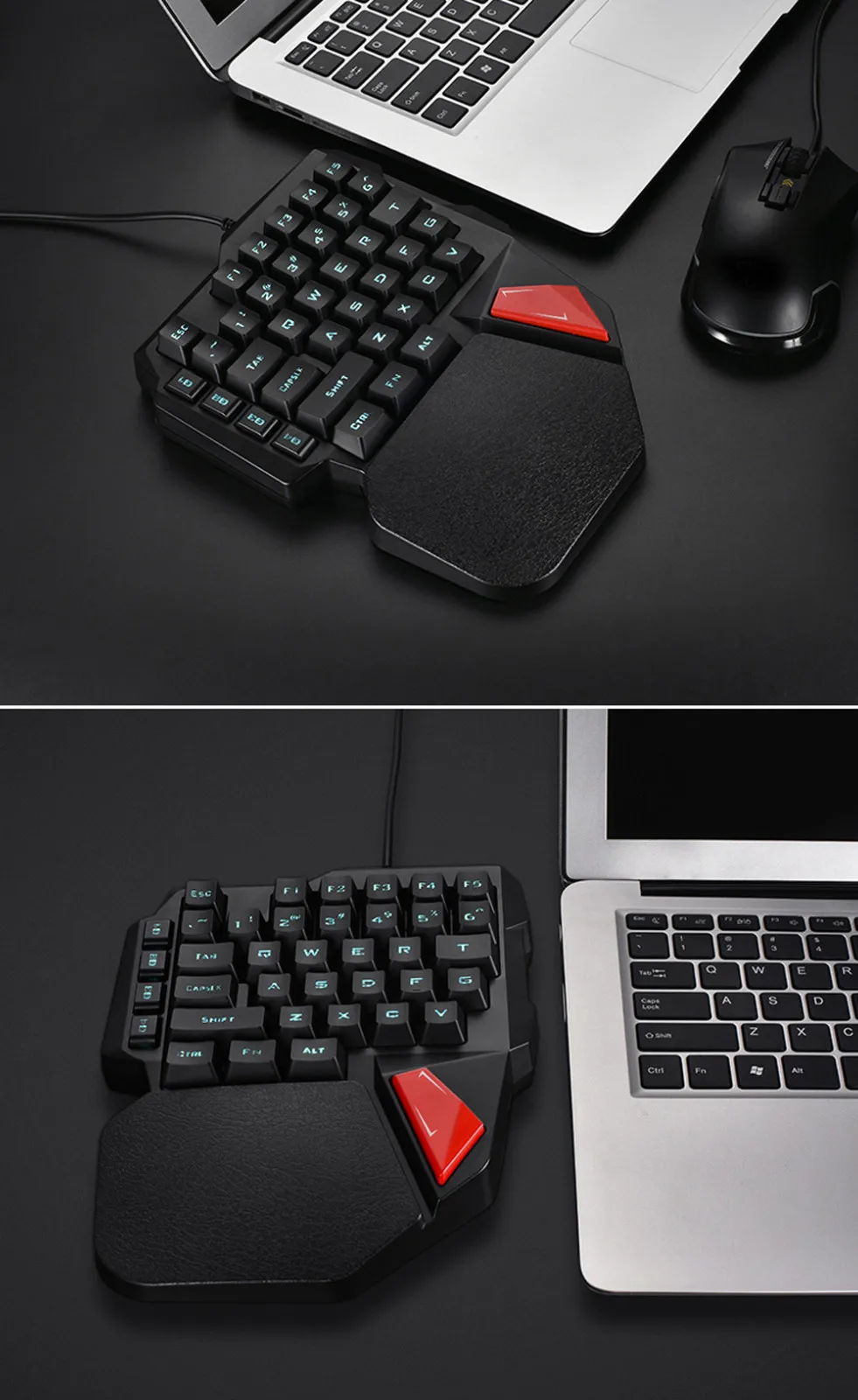 VOBERRY K108 проводной 38-клавишная светодиодный Подсветка USB Эргономичный одной рукой клавиатура игровая клавиатура плетения с проводным соединением