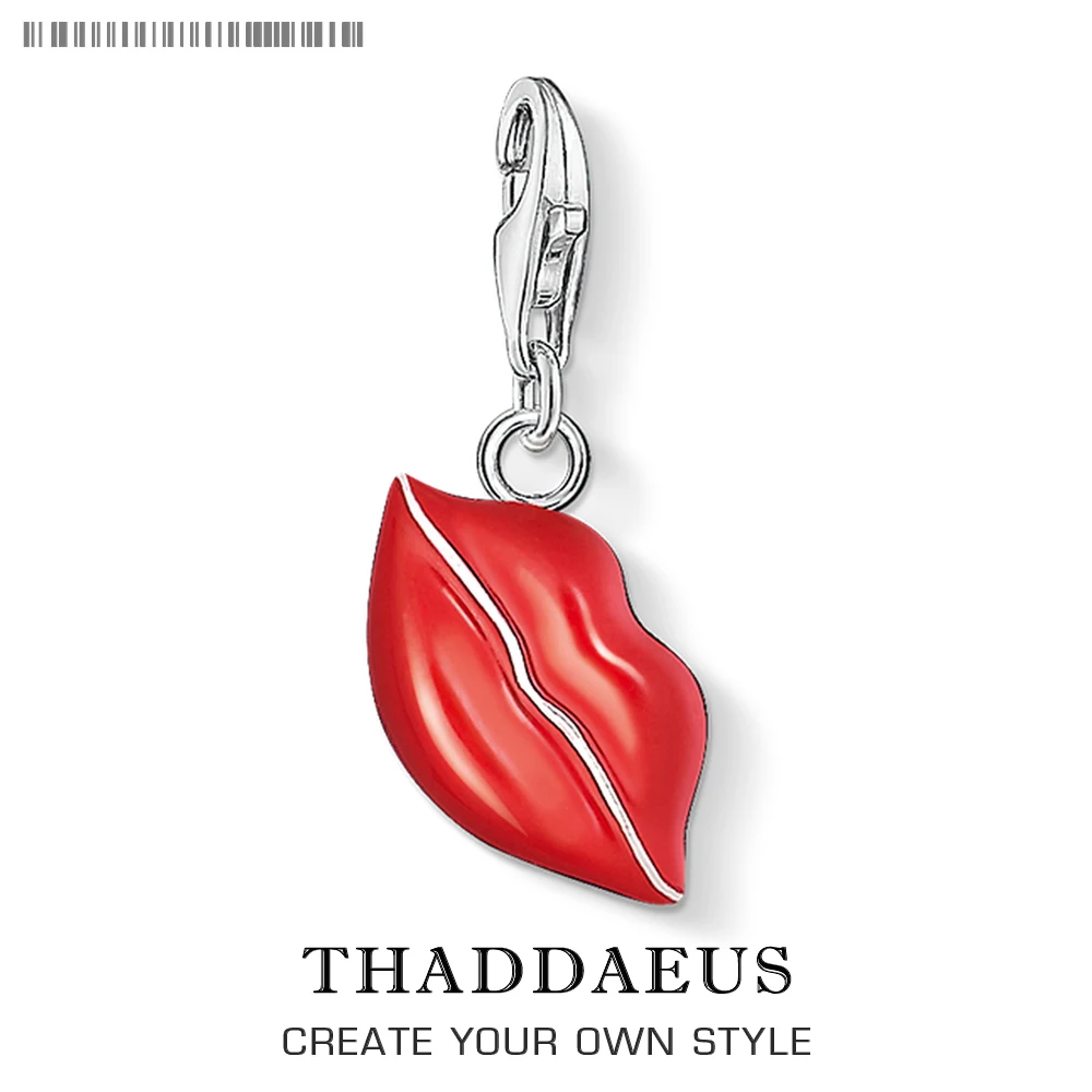 

2019 Sexy Red Enamel Lips Kiss Charm Lips Pendant Charm Valentines Day Sexy 925 Silver Gift Fit Bracelet Necklace Lips Jewelry