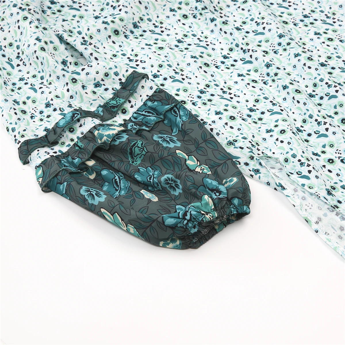 

Fashion Women Floral Dress Ladies Long Sleeve Lantern Sleeve Summer Beach Sundress