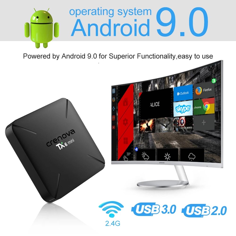 Смарт ТВ приставка CRENOVA TX6 Mini Max Android 9 0 2 Гб 16 1080p 4 K Wifi Google Play Netflix телеприставка