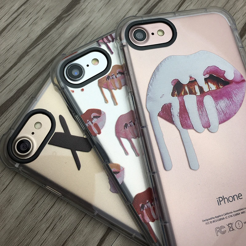 Airbag Anti-knock Case For iPhone 6 6s 6Plus Red Lips XO Cover Back 7 7Plus Clear Soft TPU Capa Coque |