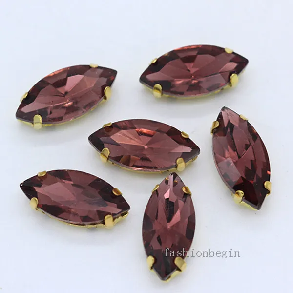 mid amethyst 30p 4x8 мм(маленький размер) Наветт Швейные хрусталя камень шить на Стразы Montees Золотая основа с 4 отверстиями бусины для свадебного украшения - Цвет: mid amethyst