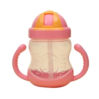 280ml baby bottle kids cup pp sippy children training cups cute baby drinking water straw handle feeding bottle