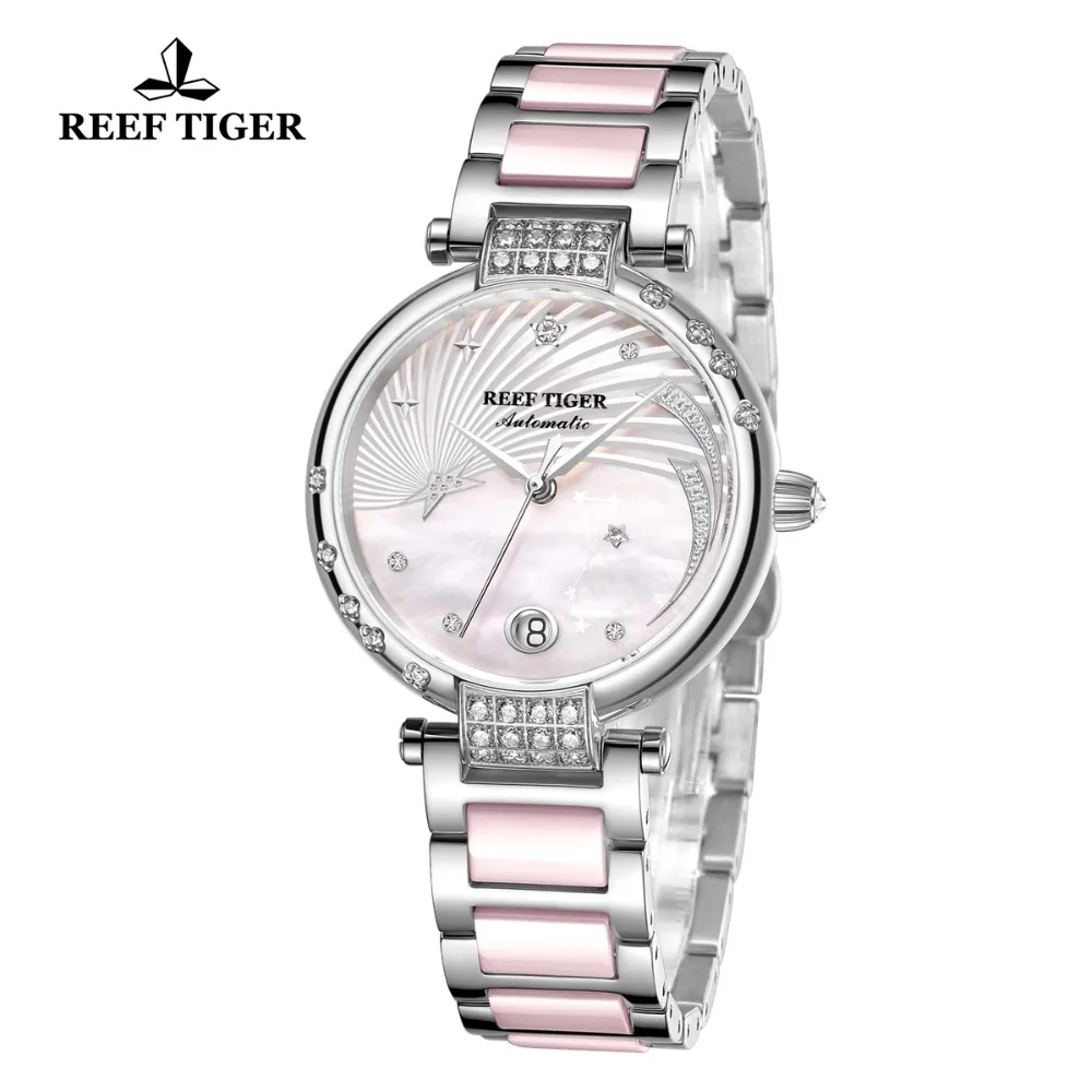 Reef Tiger/RT Роскошные модные автоматические часы Reloj Mujer женские бриллиантовые с