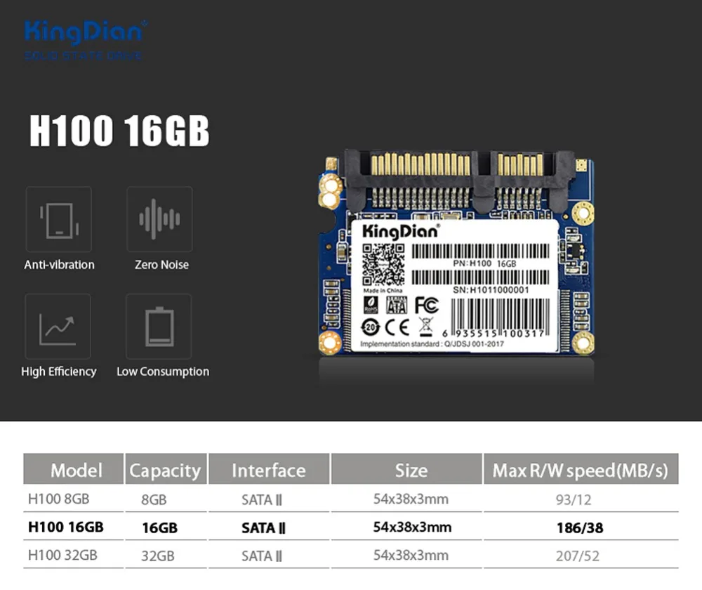 H100-16GB) KingDian Внутренний твердотельный диск Жесткий диск ультра тонкий обновление Половина тонкий 1,8 HFSL интерфейс 16GB SSD
