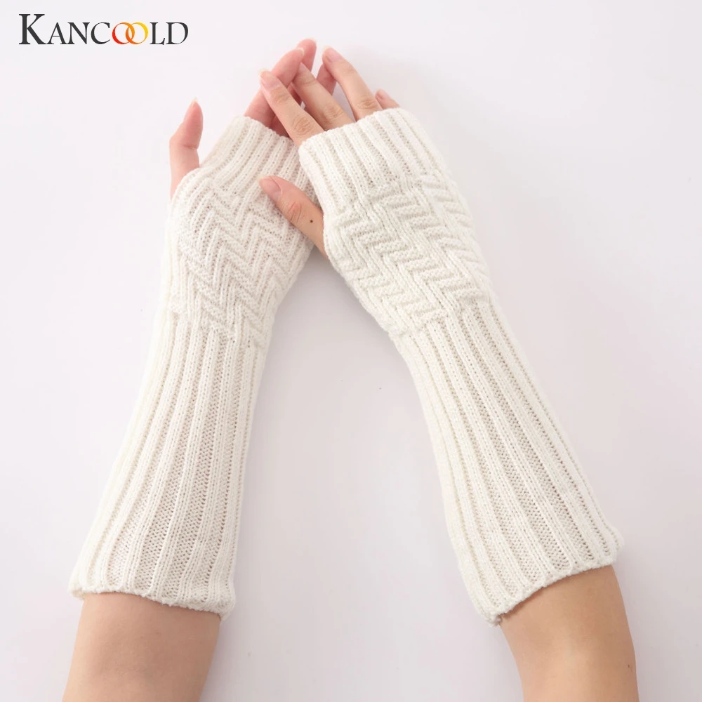 KANCOOLD перчатки женские зимние однотонные запястья руки теплые однотонные вязаные длинные перчатки без пальцев перчатки Модные Перчатки женские 2018NOV28
