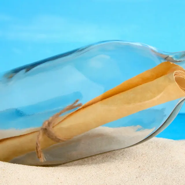 3 Панели Современная картина с изображением бутылки на пляже пейзаж голубым