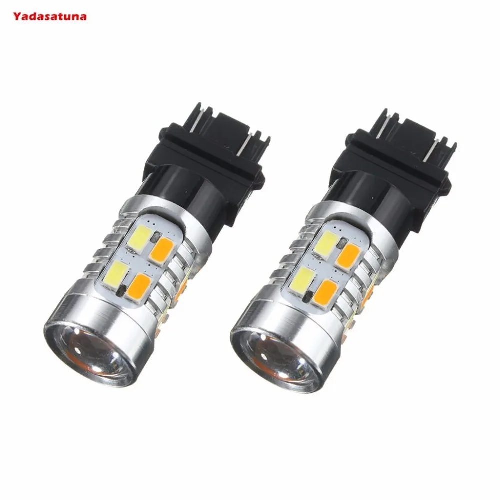 

2-Pack White Amber Switchback 3157 5730 20SMD LED Turn Signal Lights Bulbs Cornering Lamp DC 12V