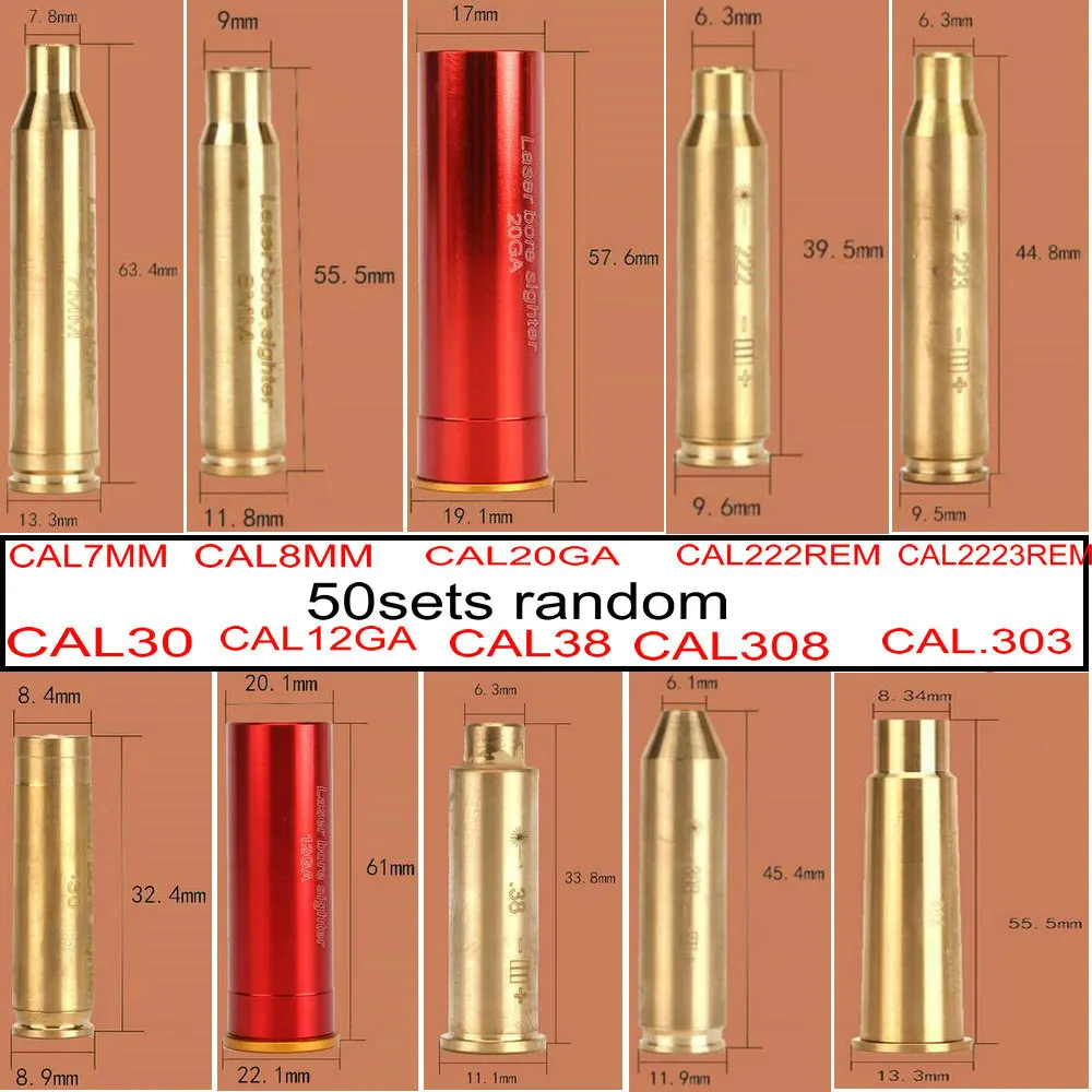 Картридж лазерный красный 50 наборов 222REM .223REM CAL.30 .303 .308 .45 7 мм 8 12GA 20GA 7.62X39 30