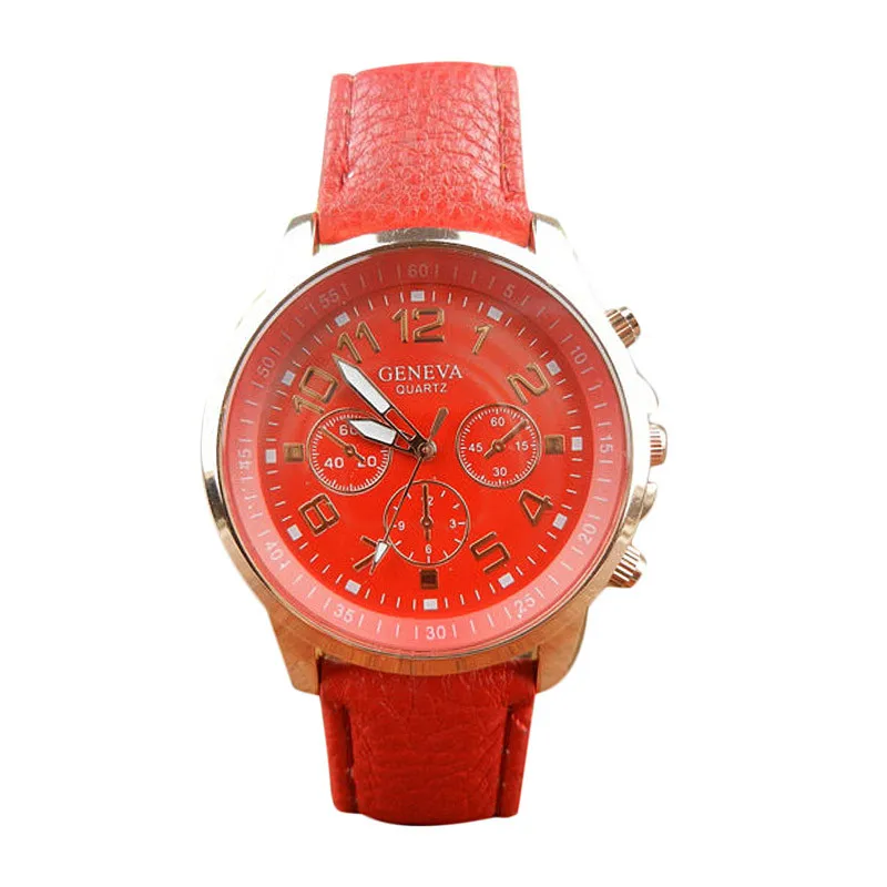 Новые женские кожаные Аналоговые кварцевые наручные часы Vogue Reloj hombre Geneva с