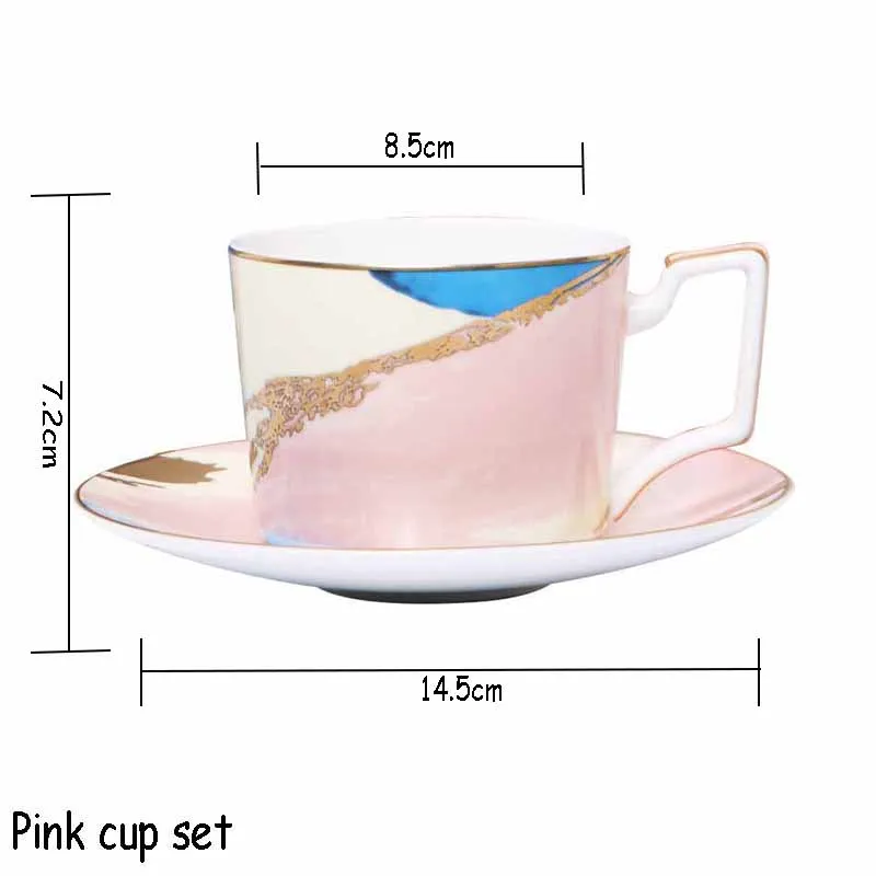 pink cup Красочный набор керамической посуды дизайн «масляная живопись» Кофейная Кружка Набор десертный поднос 10 дюймов обеденная тарелка Современная посуда полный набор - Цвет: pink cup