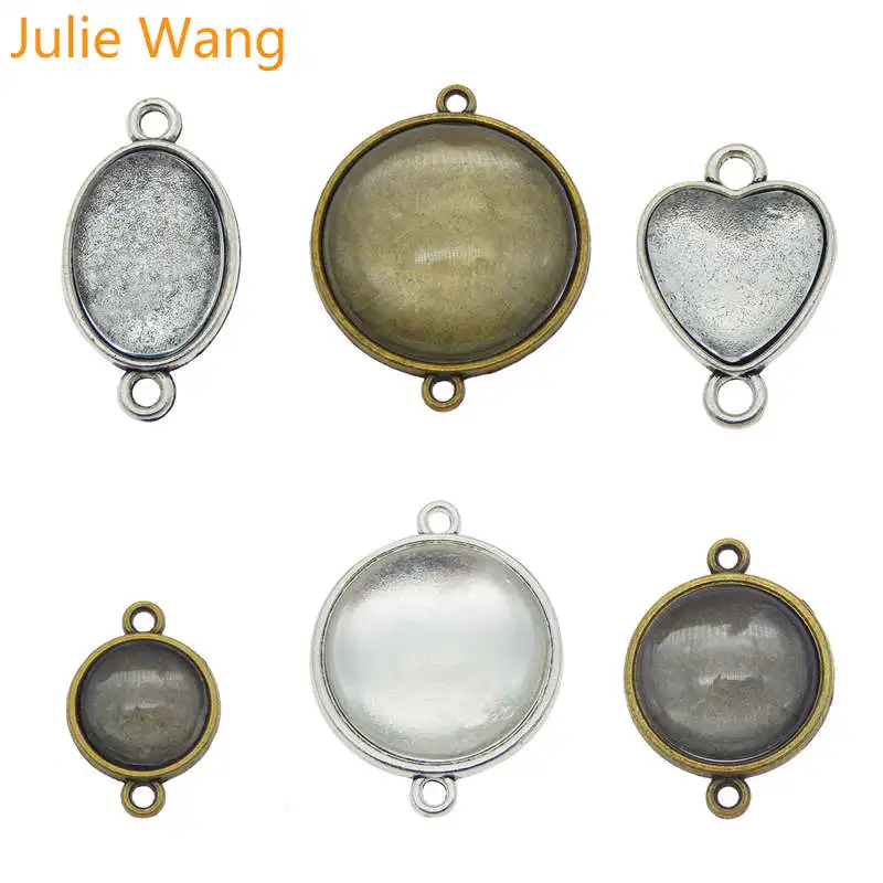 Julie Wang 6 шт. смешанный сплав пустая оправа коннектор кабошон со стеклом ювелирные