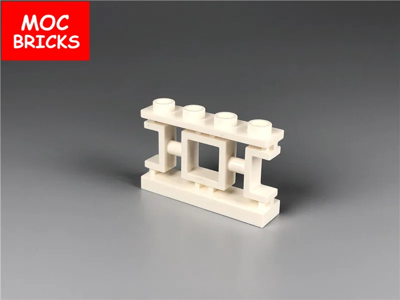 10 шт./лот MOC кирпичи забор 1x4x2 декоративная азиатская решетка с 4 гвоздиками