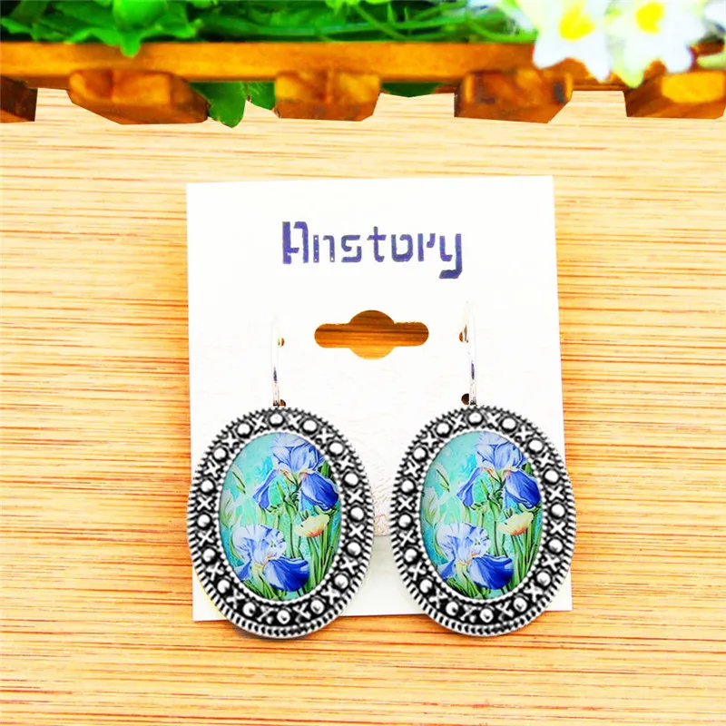 Oval Daffodil Flower Jewelry Set Antique Silver Plated Necklace Earrings Bracelet Fashion Jewelry TS417