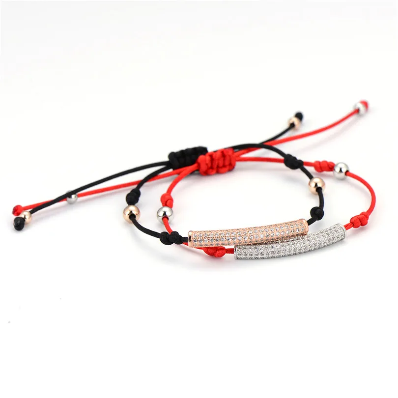 2pcs/lot Wholesale Newest Charm Long Tube Bracelets Micro Pave Zircon Round Copper Beads Briading Macrame Bracelet For Men | Украшения и