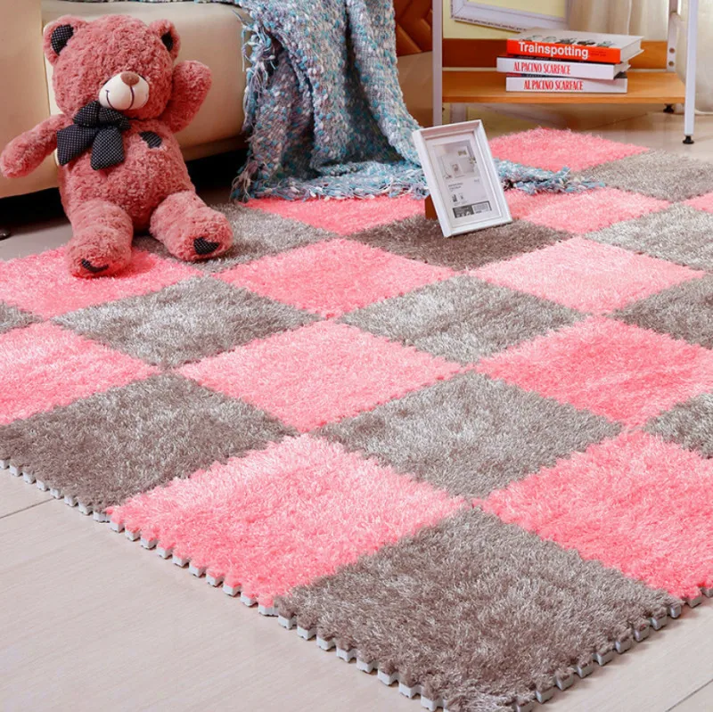30x30 см EVA пена DIY коврик-пазл ворсинки с длинными волосами лохматый ковер коврик-пазл плюшевый теплый мягкий коврик для игр для детей