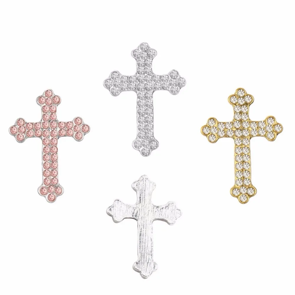 

BTN-5432 Free shipping 10PCS/Lot 25*17mm flatback cross crystal rhinestone button for DIY craft scrapbook