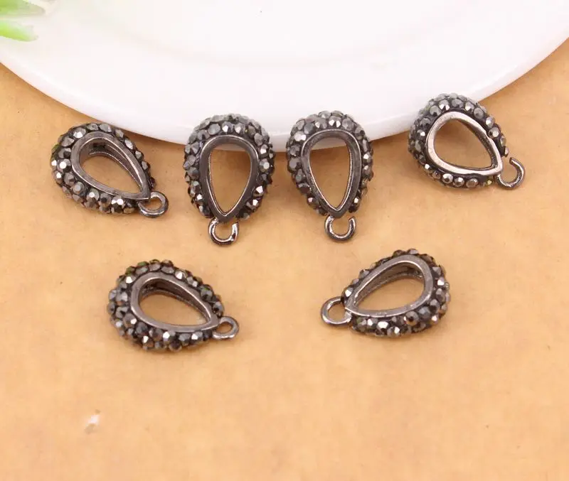 30 шт. зажим из горного хрусталя черный пистолет с покрытием хрустальных страз