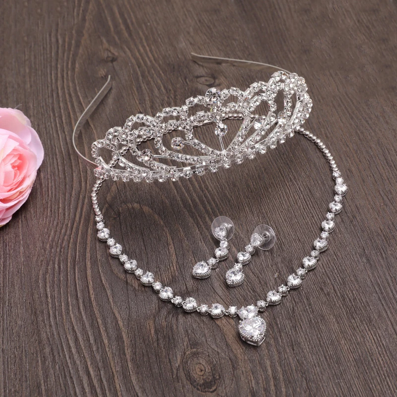 3 шт./компл. принцессы Свадебные Комплекты ювелирных украшений горный хрусталь