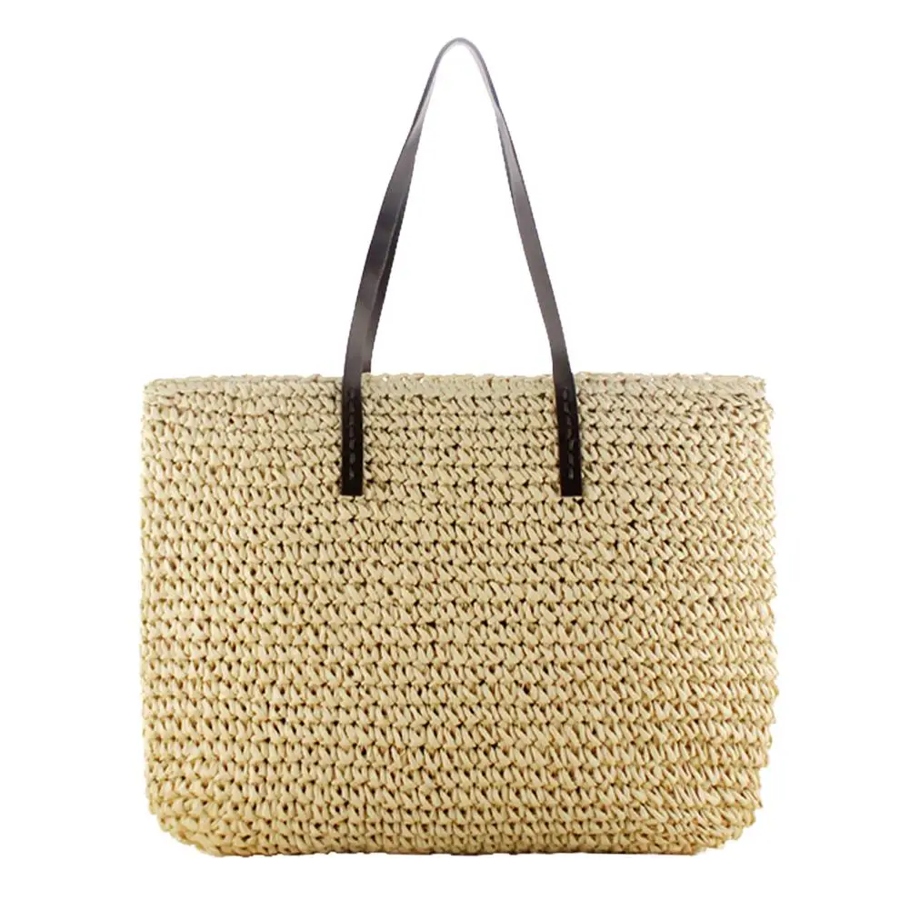 Совершенно новый Повседневный пляжный Плетеный соломенный мешок ручной работы