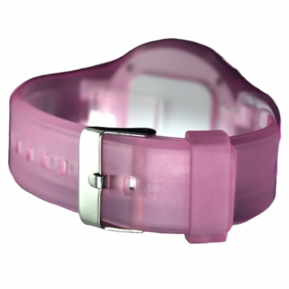 DW363A круглый белый корпус для часов Силиконовый розовый ремешок женские цифровые