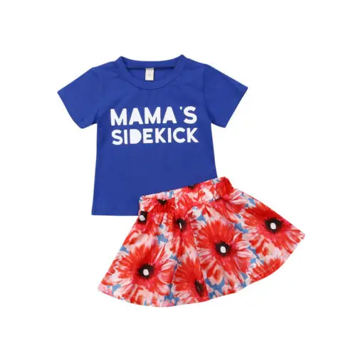 Детская футболка для маленьких девочек из 2 предметов Топы + юбка с подсолнухами